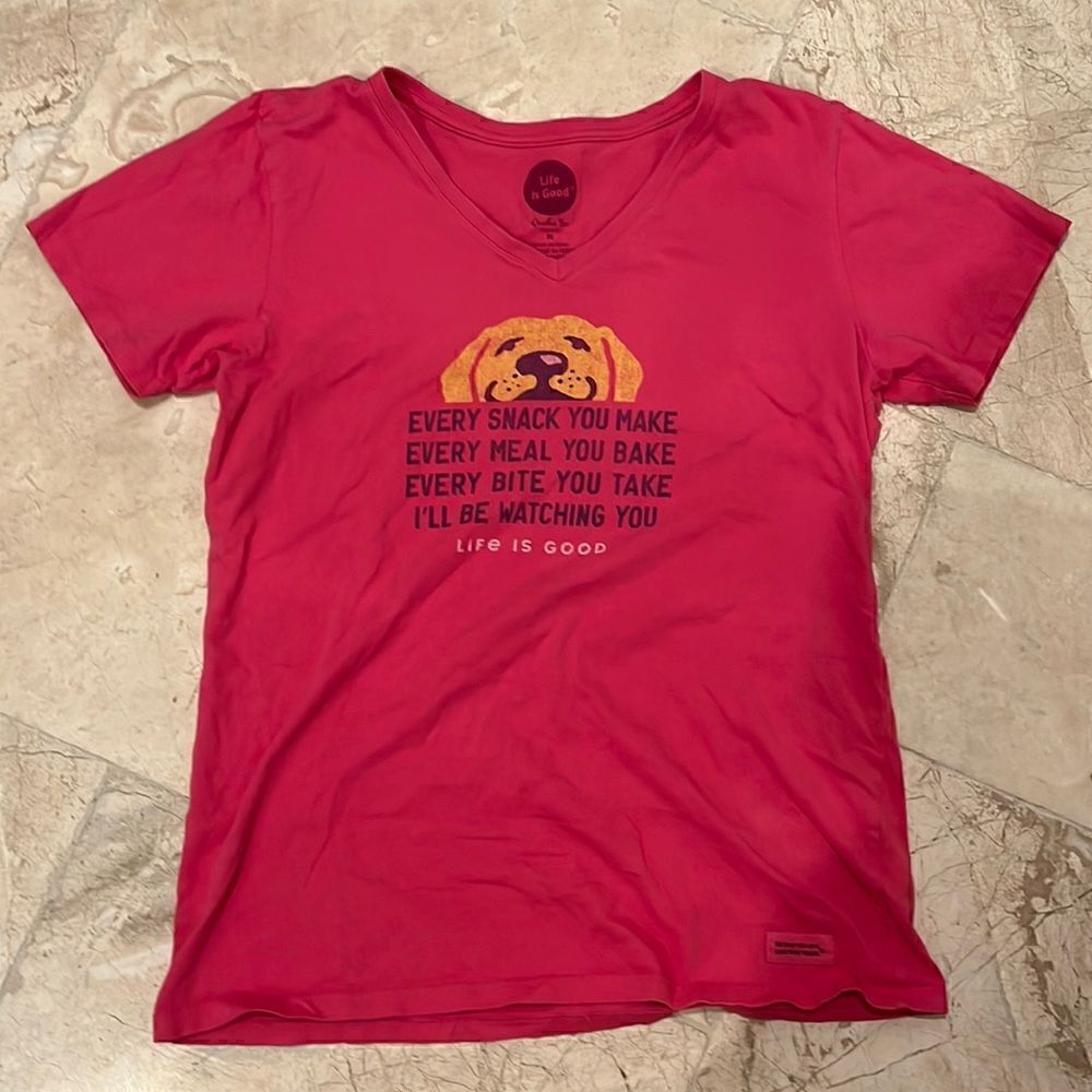 Life Is Good funny golden retriever v neck tee
